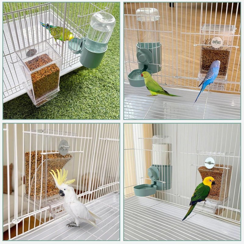 lemtrflo No Mess Bird Feeder Water Dispenser Set, Bird Feeder for Cage, Cage Accessories for Cockatiels, Finches, Budgies and Canaries - Image 3